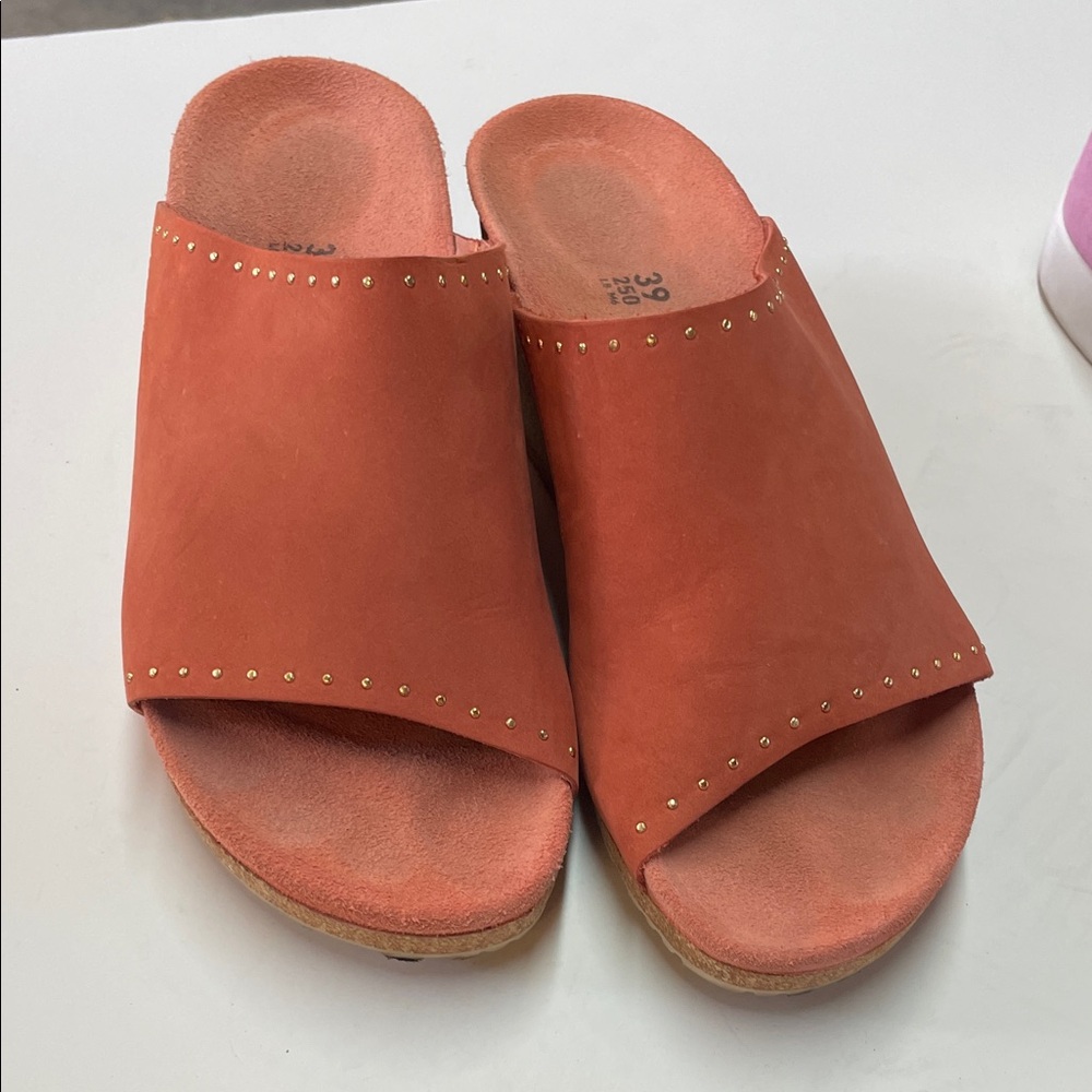Papillio Birkenstock Namica Rivets Nubuck Wedge Earth Red EU 39 US 8-8.5 Narrow